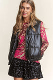 J.NNA Snap and Zipper Shiny Metallic Puffer Vest - Trendsi - Flyclothing LLC