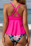 Crisscross Ruffled V-Neck Tankini Set - Trendsi - Flyclothing LLC