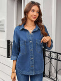 Vintage Wash Button-Down Denim Jacket - Trendsi - Flyclothing LLC