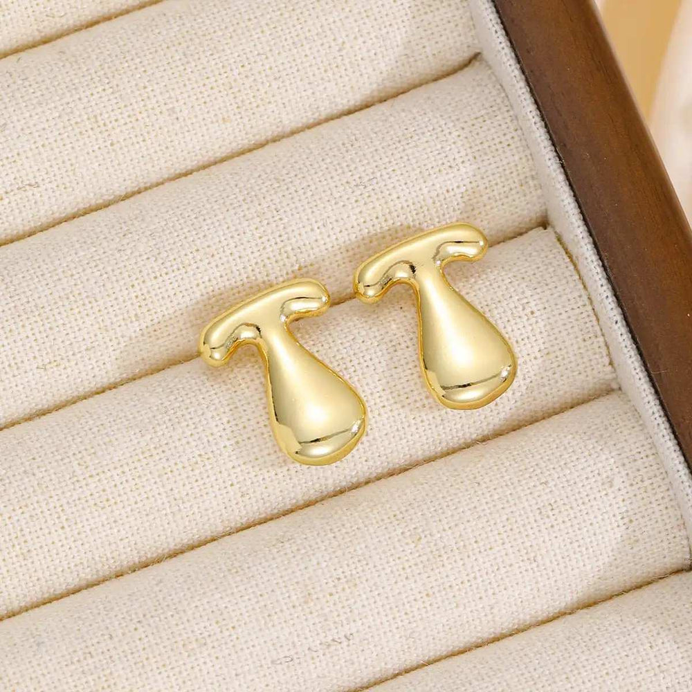 18K Gold-Plated Bubble Letter Stud Earrings - Trendsi - Flyclothing LLC