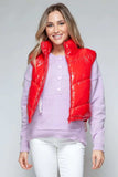 Snobbish Zip Up Turtleneck Shiny Quilted Vest - Trendsi - Flyclothing LLC