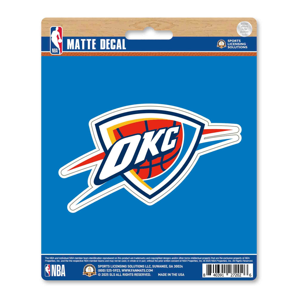 NBA - Oklahoma City Thunder Matte Decal - Logo Brands - Flyclothing LLC