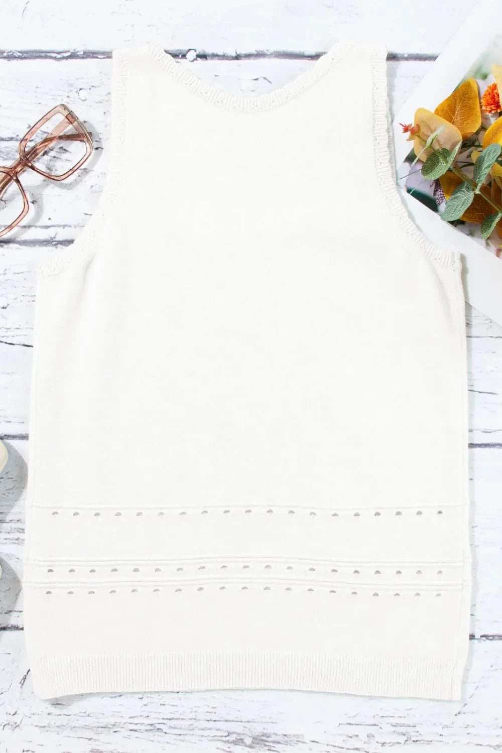 Square Neck Wide Strap Sweater Tank - Trendsi - Flyclothing LLC