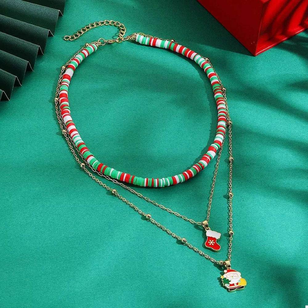 Colorful Christmas Charm Layered Necklace - Trendsi - Flyclothing LLC