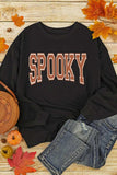 SPOOKY Round Neck Long Sleeve Sweatshirt - Trendsi - Flyclothing LLC