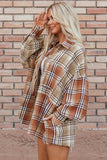 Plaid Snap Down Dropped Shoulder Shacket - Trendsi - Flyclothing LLC