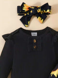 Children's Ruffled Ribbed Top and Sunflower Pants Set - Trendsi - Flyclothing LLC