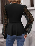 Peplum Surplice Long Sleeve Blouse - Trendsi - Flyclothing LLC