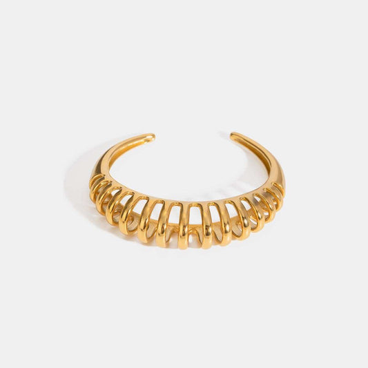 18K Gold-Plated Stainless Steel Cutout Bracelet - Trendsi - Flyclothing LLC