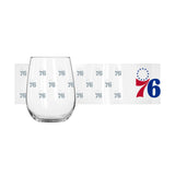 Philadelphia 76ers 16oz Satin Etch Curved Beverage Glass - Logo Brands - Flyclothing LLC