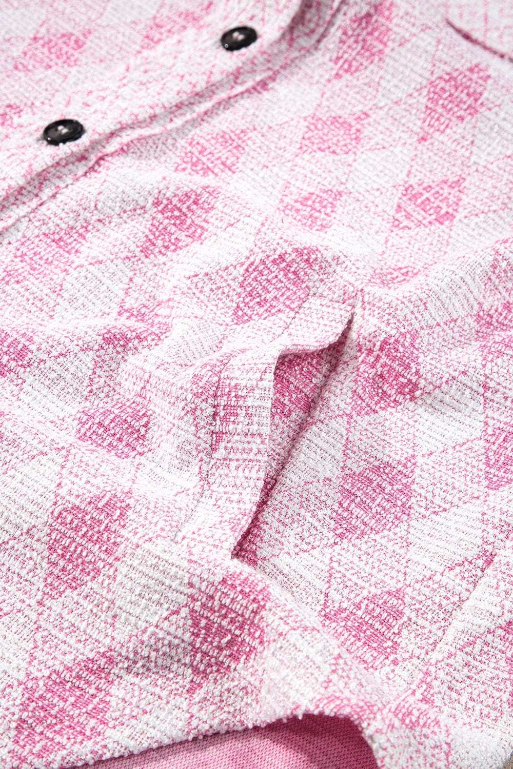 Geometric Print Textured Flap Pocket Shacket - Trendsi - Flyclothing LLC