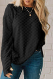Checkered Round Neck Long Sleeve T-Shirt - Trendsi - Flyclothing LLC