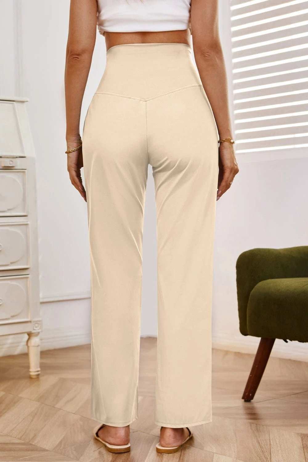 High Waist Wide Leg Pants with Pockets - Trendsi - Flyclothing LLC