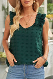 Full Size Swiss Dot V-Neck Tank - Trendsi - Flyclothing LLC