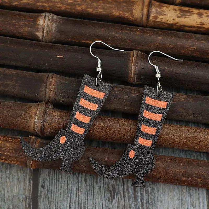 Alloy Wooden Boots Earrings - Trendsi - Flyclothing LLC