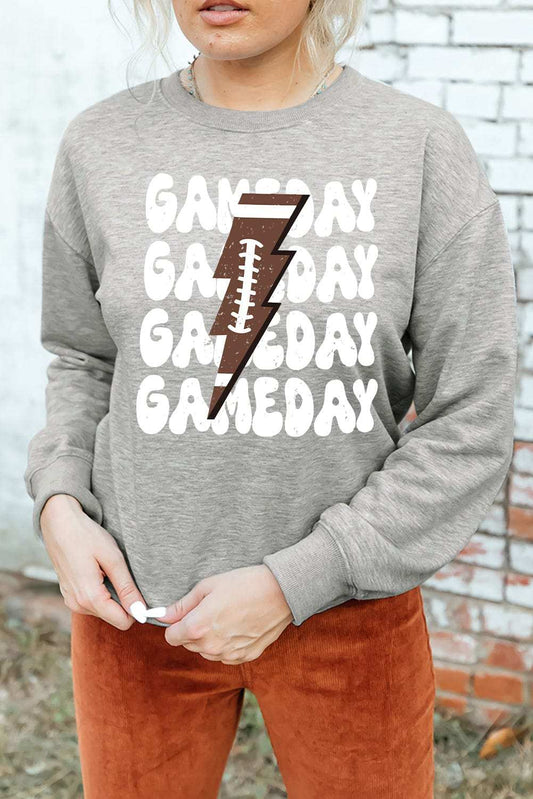 GAME DAY Round Neck Long Sleeve Sweatshirt - Trendsi - Flyclothing LLC