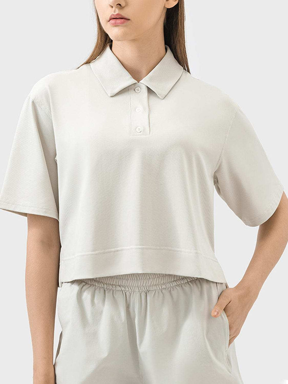 Half Button Short Sleeve Active T-Shirt - Trendsi - Flyclothing LLC