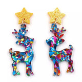 Acrylic Christmas Reindeer Dangle Earrings - Trendsi - Flyclothing LLC