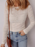 Sheer Lace Long Sleeve Cropped Top - Trendsi - Flyclothing LLC