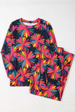 Plus Size Printed Round Neck Top and Drawstring Pants Set - Trendsi - Flyclothing LLC