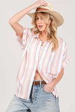 SAGE+FIG Full Size Multi Stripe Button Down Short Sleeve Shirt Plus Size - Trendsi - Flyclothing LLC