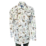 Rockmount Ranch Ware Womenâs White Cactus & Cowboys Print Long Sleeve Western Shirt - Rockmount Clothing - Flyclothing LLC