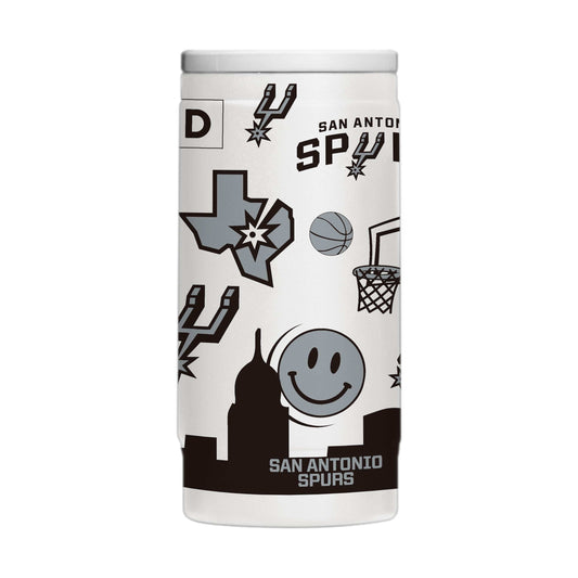 San Antonio Spurs 12oz Native Powdercoat SlimCan Coolie - Logo Brands - Flyclothing LLC