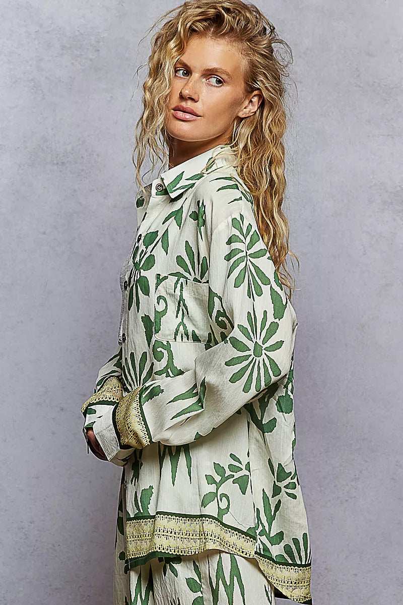 POL Button Down Floral Long Sleeve Shirt - Trendsi - Flyclothing LLC