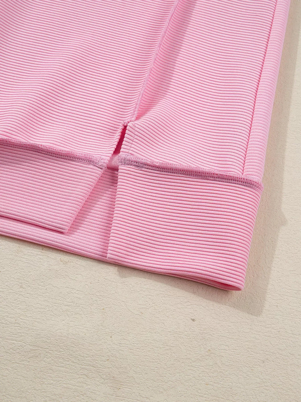 Horizontal Ribbed Exposed Seam Detail Drop Shoulder Baggy Pullover - Trendsi - Flyclothing LLC