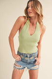 Aemi + Co Ribbed Halter Neck Cami - Trendsi - Flyclothing LLC
