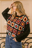 BiBi Granny Square Front Long Sleeve Top - Trendsi - Flyclothing LLC