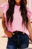 Textured Ruffle Cap Sleeve Top - Trendsi - Flyclothing LLC