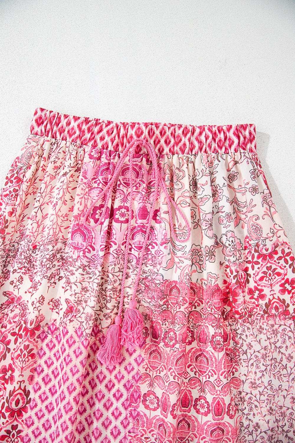 Printed Tassel Drawstring High Waist Maxi Skirt - Trendsi - Flyclothing LLC