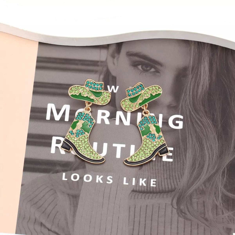 Cowboy Hat and Boot Dangle Earrings - Trendsi - Flyclothing LLC