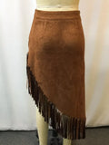Full Size Suede Fringe Asymmetric Skirt Plus Size - Trendsi - Flyclothing LLC