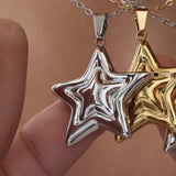 Stainless Steel Zircon Star Necklace - Trendsi - Flyclothing LLC