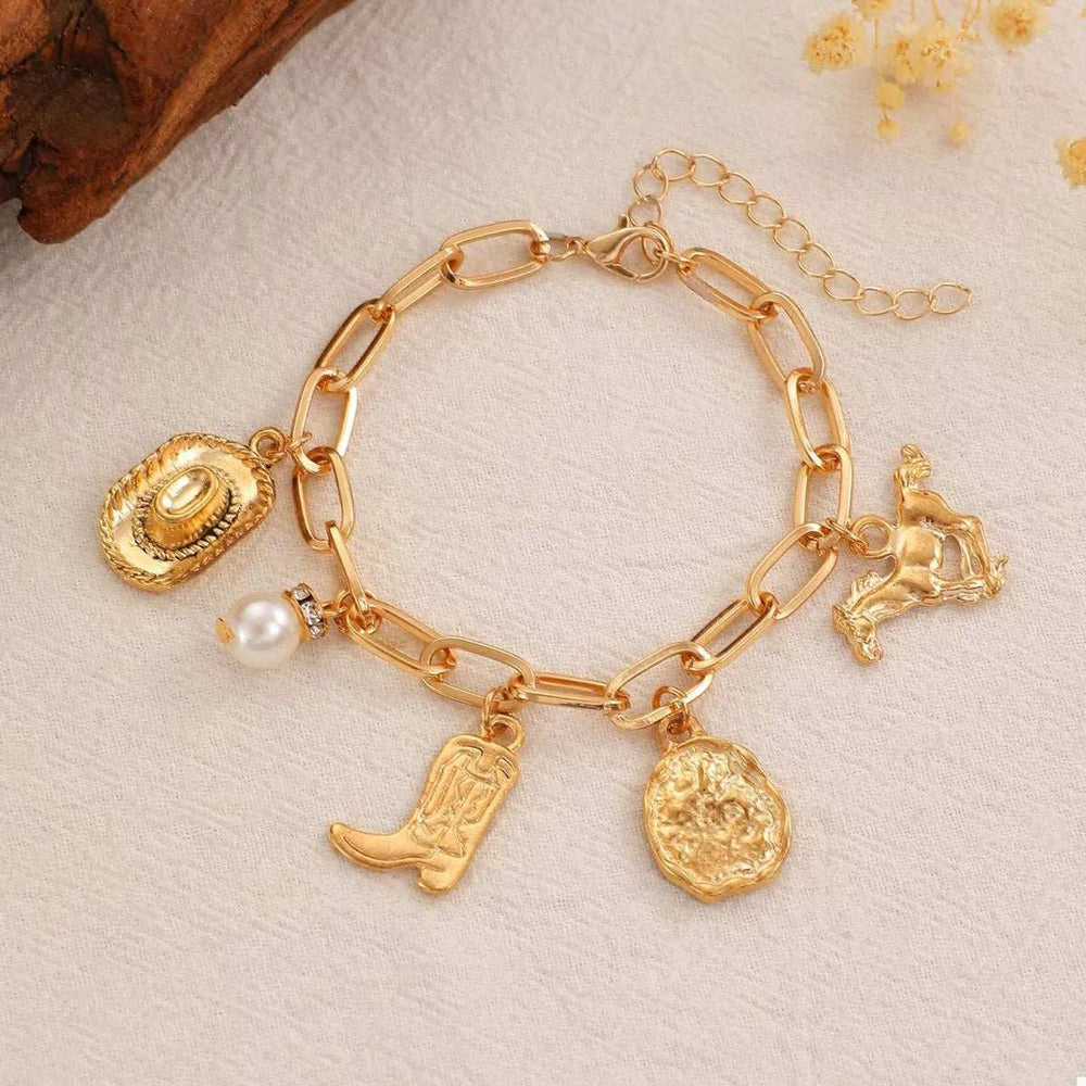 18K Gold-Plated Charm Necklace and Bracelet Jewelry Set - Trendsi - Flyclothing LLC