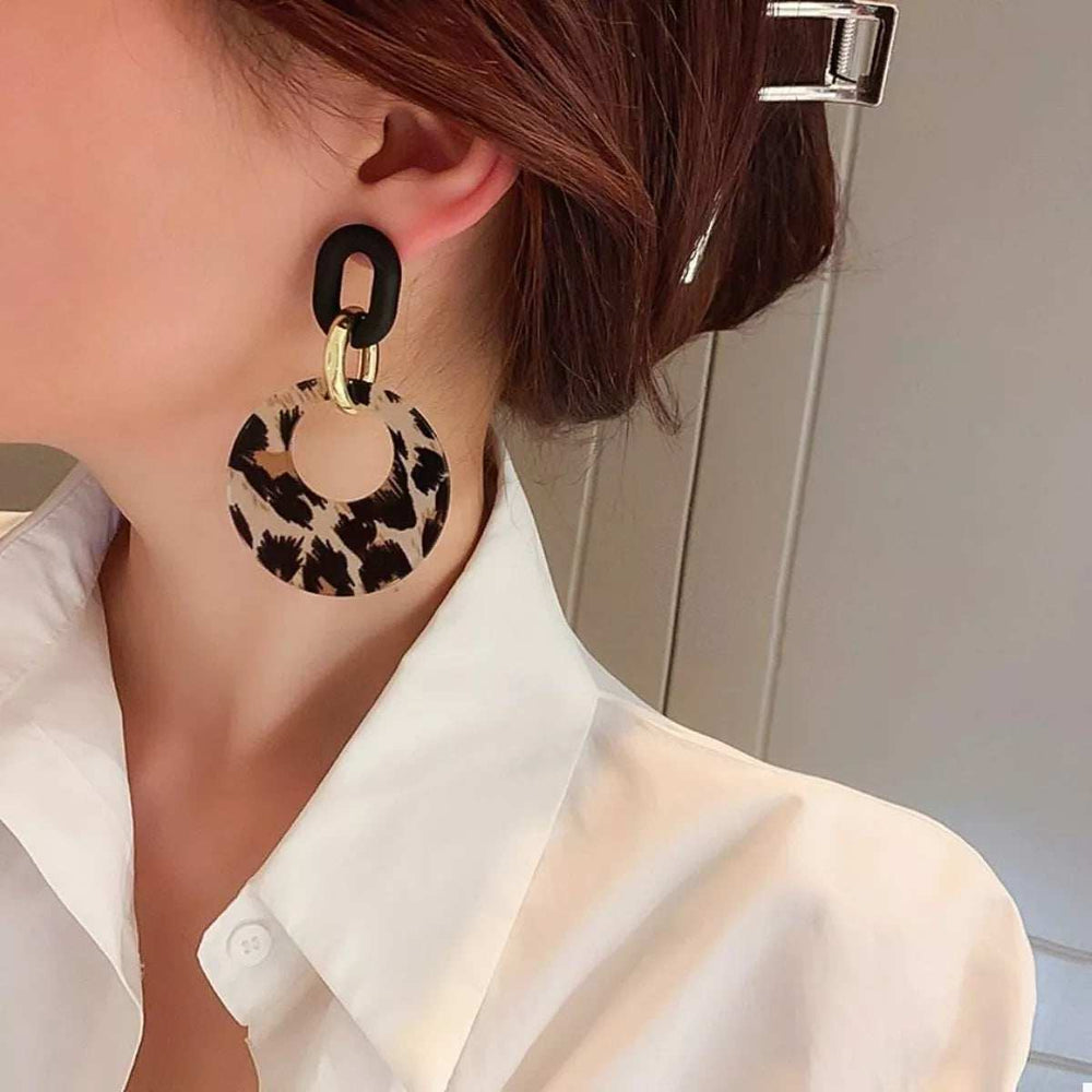 Printed Circle Dangle Earrings - Trendsi - Flyclothing LLC