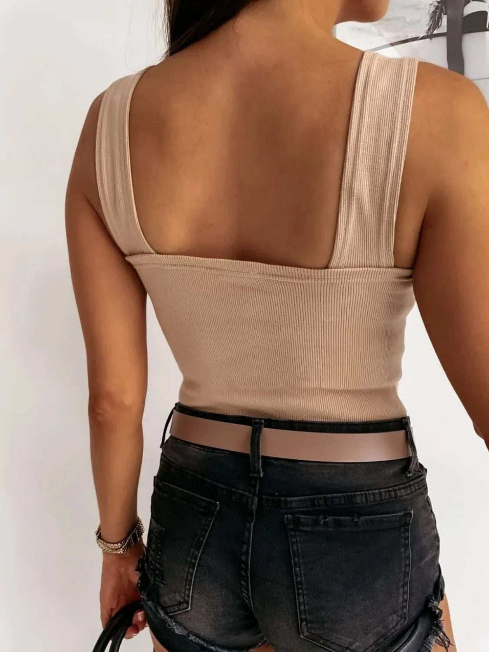 Square Neck Wide Strap Tank - Trendsi - Flyclothing LLC