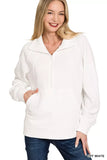 Zenana Half Zip Fleece Sweatshirt with kangaroo Pocket - Trendsi - Flyclothing LLC