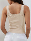 Lace Detail Square Neck Tank - Trendsi - Flyclothing LLC