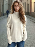 Solid Color Turtleneck Long Sleeve Sweater - Trendsi - Flyclothing LLC