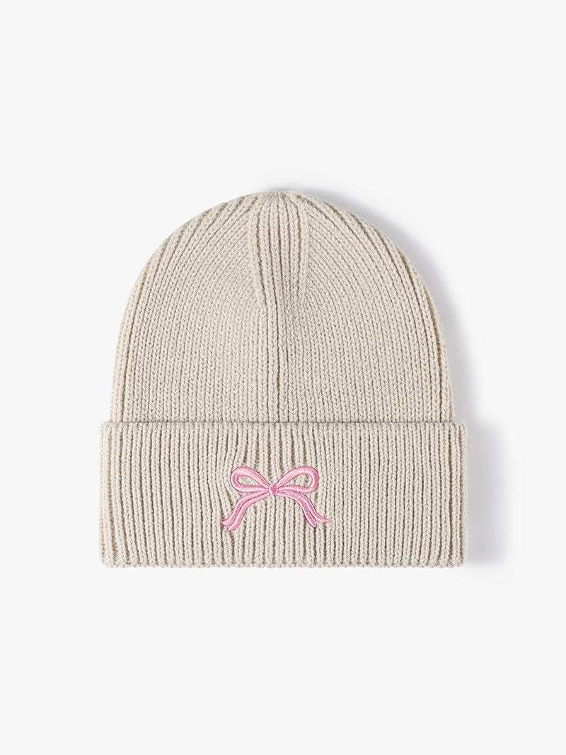 Embroidered Bow Knit Hat - Trendsi - Flyclothing LLC