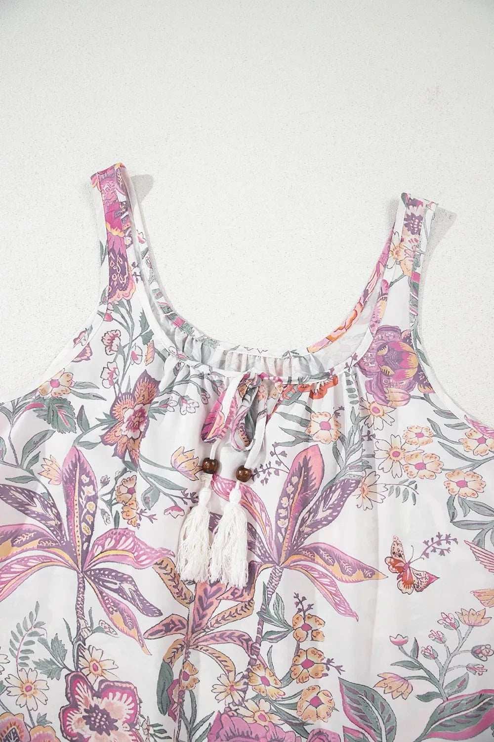 Multicolour Floral Tie Neck Sleeveless Mini Dress - Trendsi - Flyclothing LLC