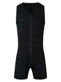 Men's Full Size Contrast Zip Front Sleeveless Active Romper Plus Size - Trendsi - Flyclothing LLC