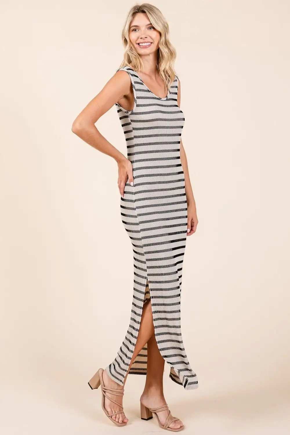 Mittoshop Striped Scoop Neck Sleeveless Maxi Dress - Trendsi - Flyclothing LLC