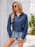 Button Up Long Sleeve Denim Jacket with Breast Pockets - Trendsi - Flyclothing LLC