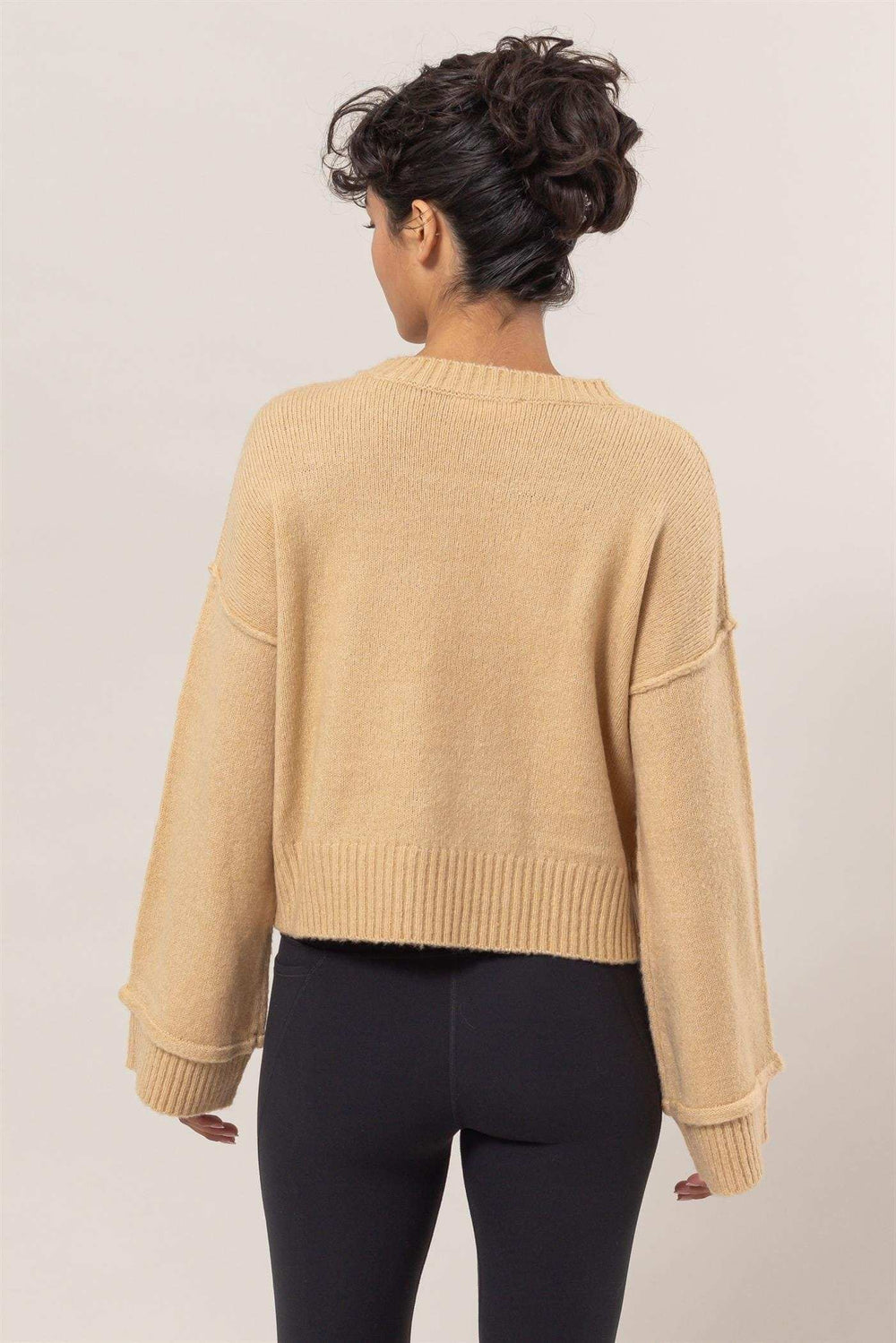 HYFVE Round Neck Dropped Shoulder Ribbed Sweater - Trendsi - Flyclothing LLC