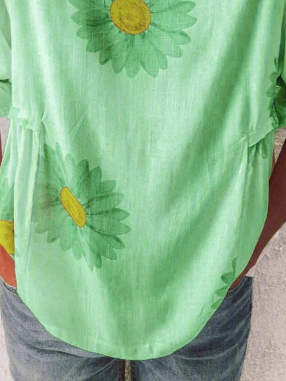 Full Size Flower Round Neck Half Sleeve T-Shirt Plus Size - Trendsi - Flyclothing LLC