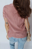 Textured Embroidered Half Buttons Short Sleeve Blouse - Trendsi - Flyclothing LLC